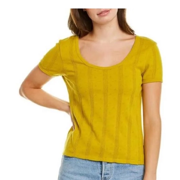 Madewell Tops - Madewell NWT Pointelle Ribbed Tee | Yellow | NWT Size XS